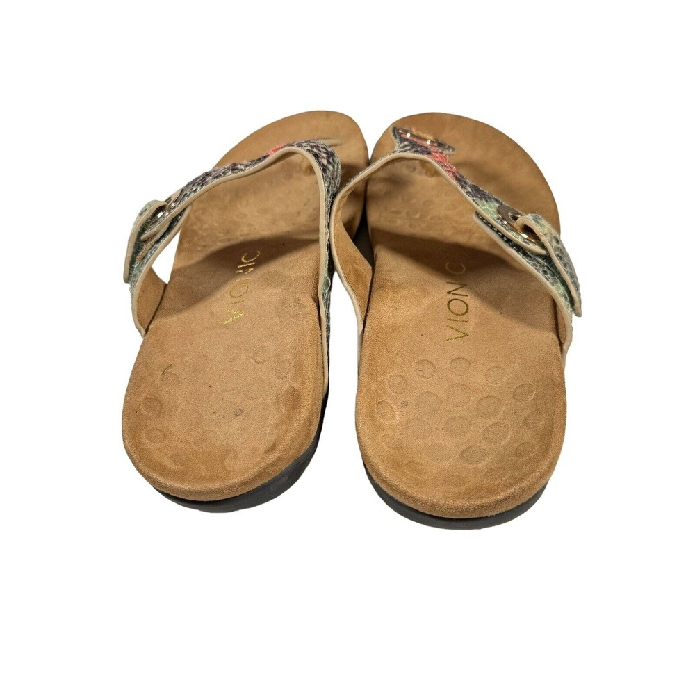 Vionic Lana Leather Faux Snake Skin Podiatrist Designed Thong Sandals Size 6 - Picture 5 of 6